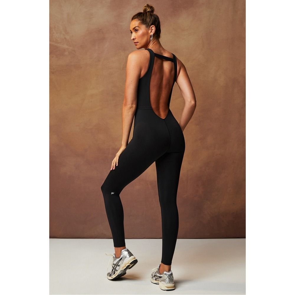 Fabletics Motion365+ Open Back Activewear Jumpsuit XL Black Performance Bodysuit